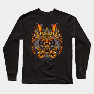 Gold Oni Mask Warrior Long Sleeve T-Shirt